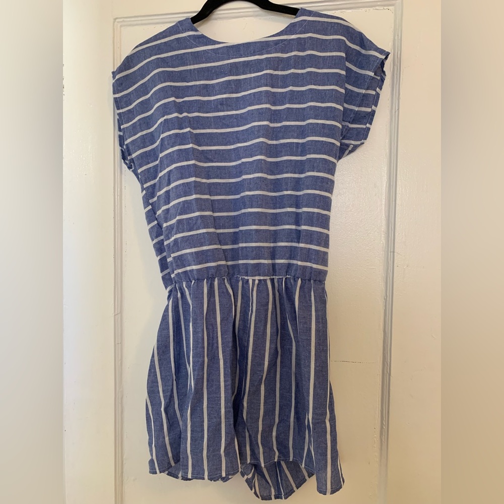 Blue & White Striped Romper